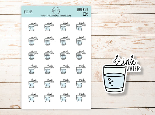 DRINK WATER / GLASS of Water Icon Planner Stickers || H544-015