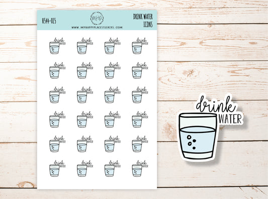 DRINK WATER / GLASS of Water Icon Planner Stickers || H544-015