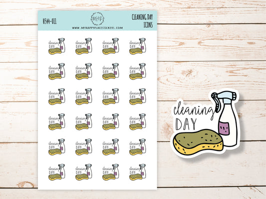 CLEANING DAY / Sponge and Bottle Icon. Planner Stickers || H544-011
