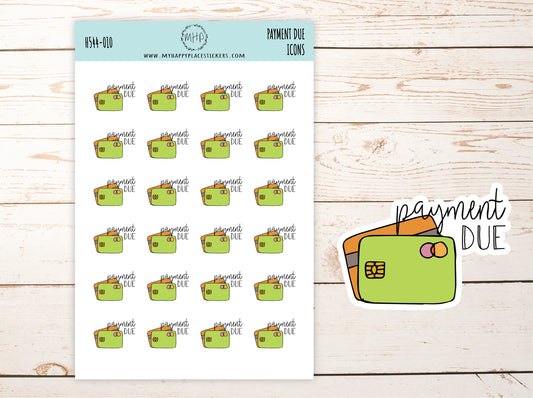 PAYMENT DUE / Credit Card Icon. Planner Stickers || H544-010