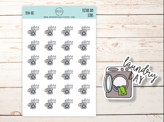 LAUNDRY DAY / WASHER Icon.  Planner Stickers || H544-014