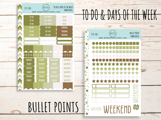 Weekly Kit Sheets "FARM HOUSE". Stickers for Planners and Bullet Journals
