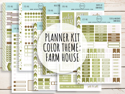 Weekly Kit Sheets "FARM HOUSE". Stickers for Planners and Bullet Journals