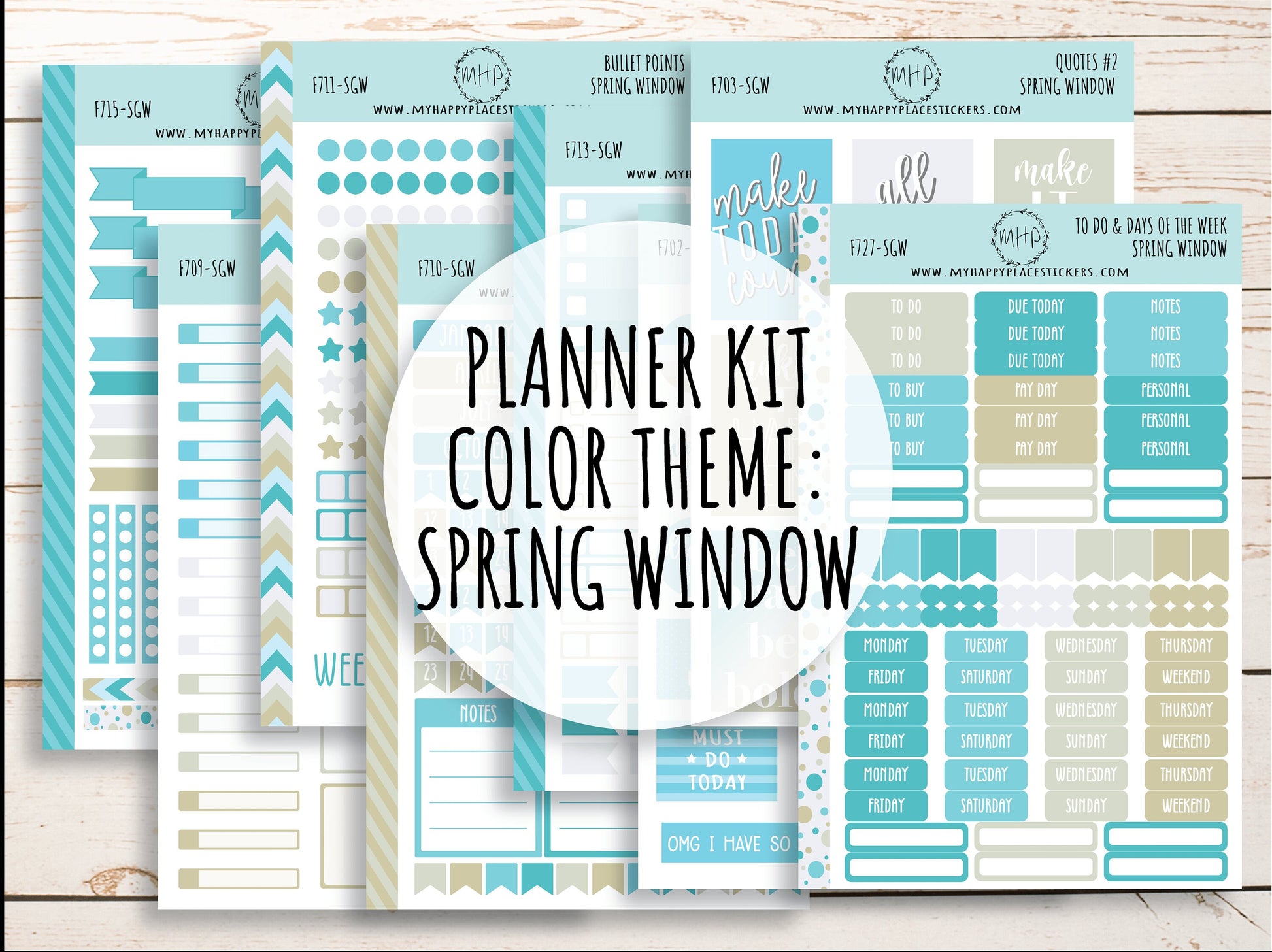 Planner Stickers "SPRING WINDOW" Stickers for 7x9 Planners and Bullet Journals
