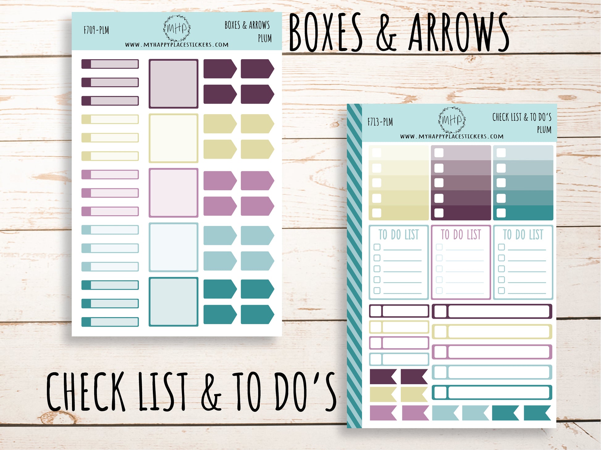 Weekly Kit Sheets "PLUM" Stickers for 7X9 Planners and Bullet Journals