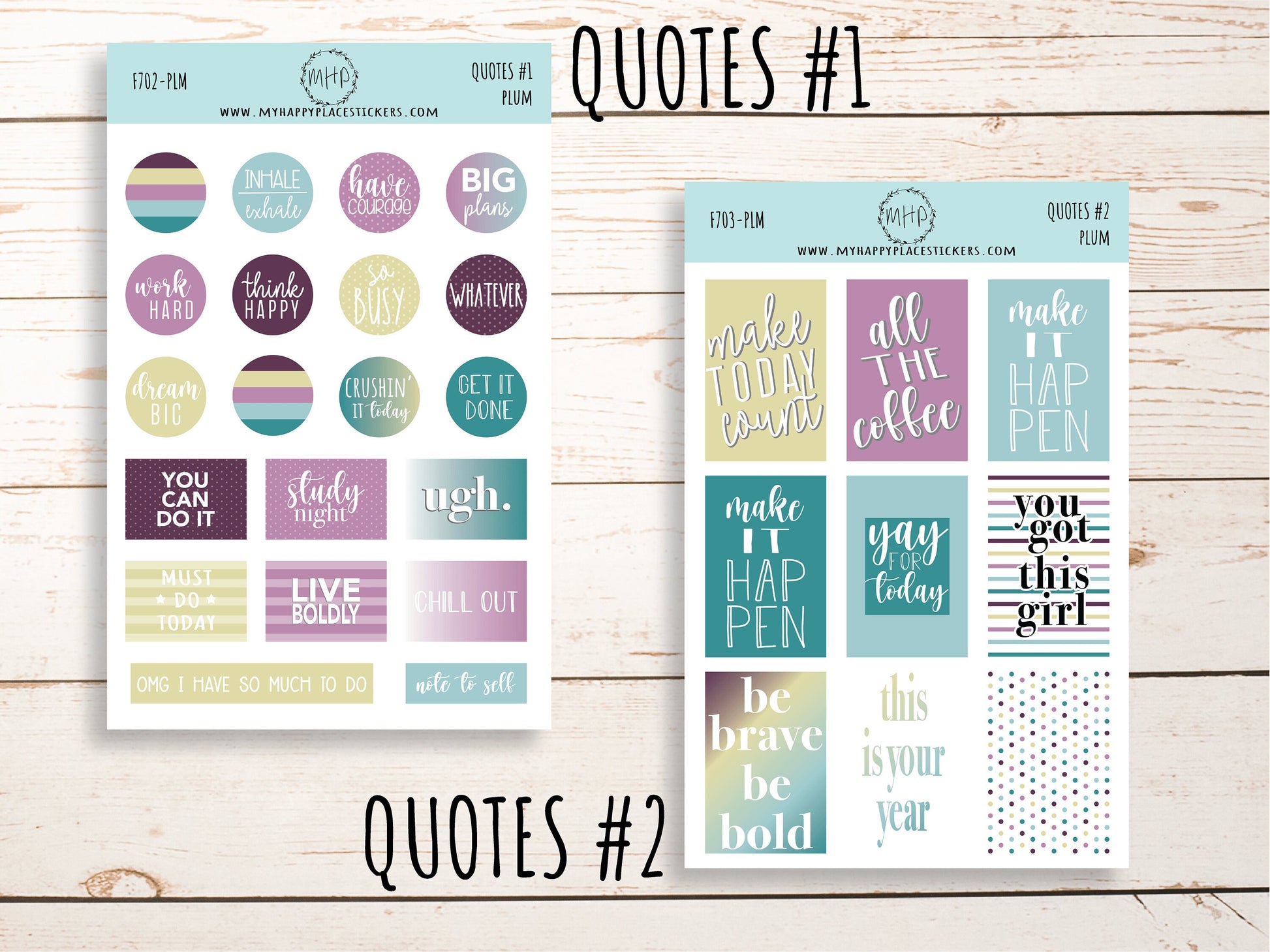 Weekly Kit Sheets "PLUM" Stickers for 7X9 Planners and Bullet Journals