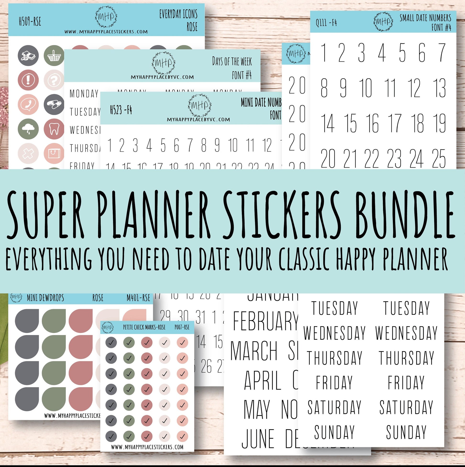 Planner Sticker Bundle Perfect for Classic Happy Planner || B01-WM