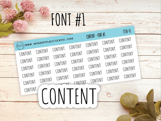 CONTENT Planner stickers. Kiss-cut Stickers for Planners and Bullet Journals  || T330