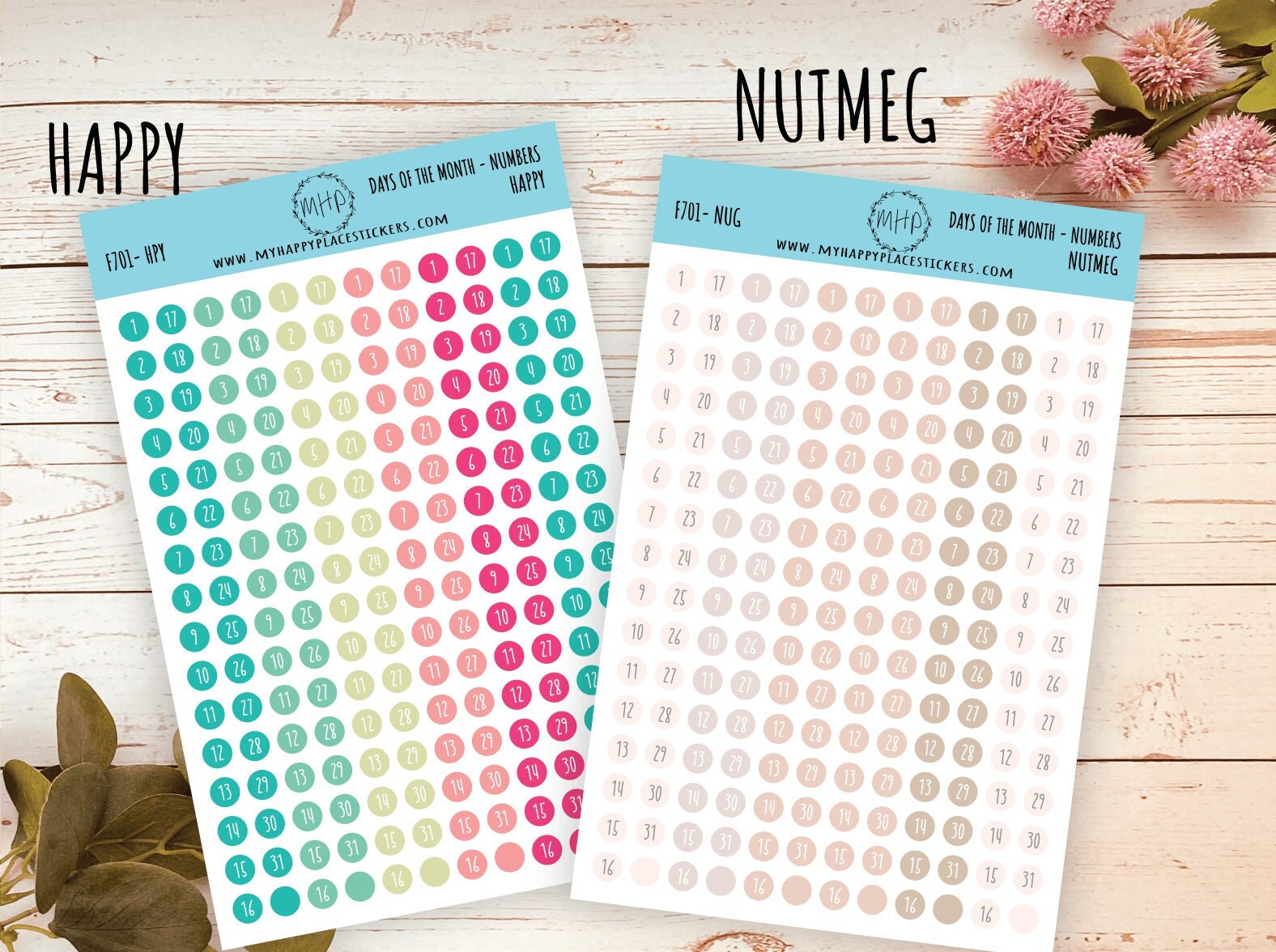 Days of the Month DOT Stickers for College Planner, Teacher Planners, and Bullet Journals. Homeschool Planner. 6 Months Per Sheet || D701
