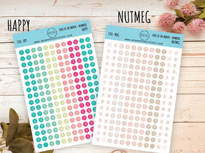 Days of the Month DOT Stickers for College Planner, Teacher Planners, and Bullet Journals. Homeschool Planner. 6 Months Per Sheet || D701