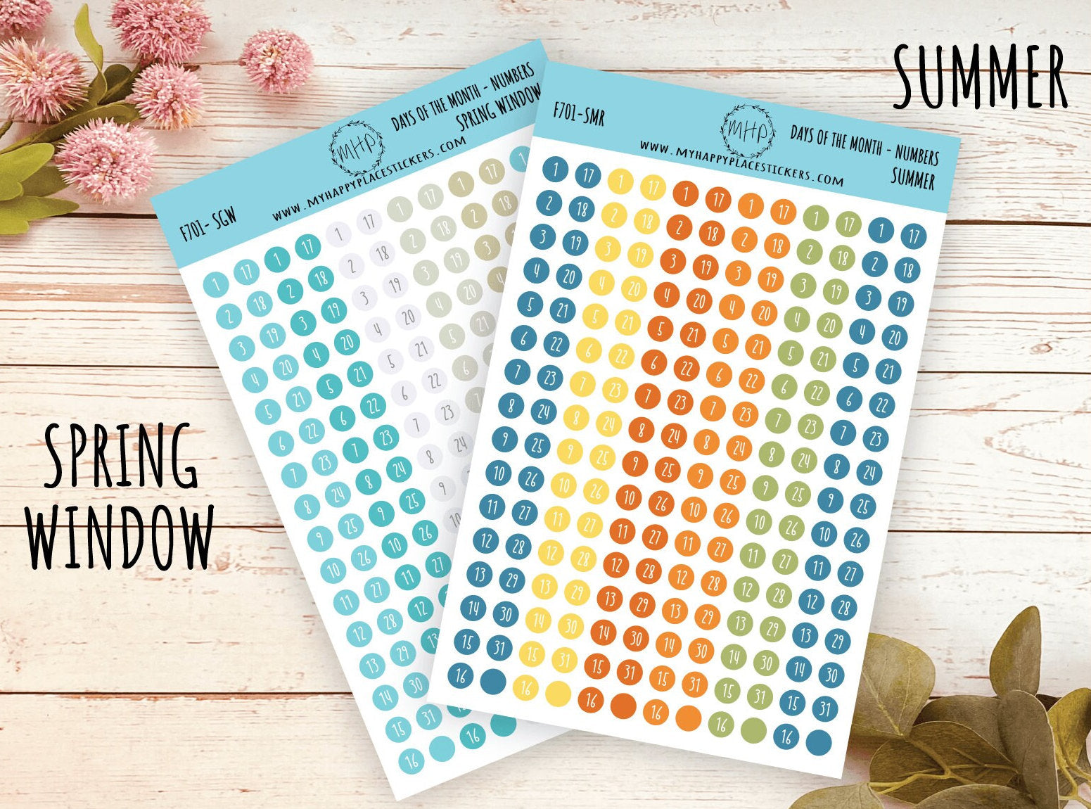 Days of the Month DOT Stickers for College Planner, Teacher Planners, and Bullet Journals. Homeschool Planner. 6 Months Per Sheet || D701