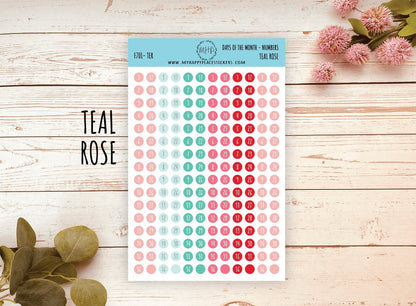 Days of the Month DOT Stickers for College Planner, Teacher Planners, and Bullet Journals. Homeschool Planner. 6 Months Per Sheet || D701