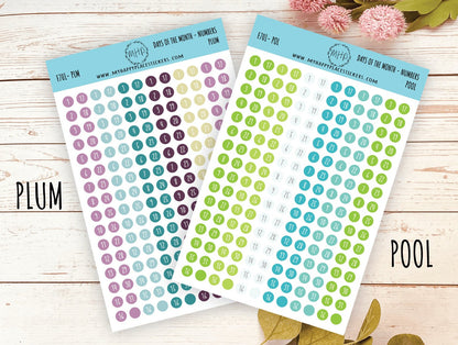 Days of the Month DOT Stickers for College Planner, Teacher Planners, and Bullet Journals. Homeschool Planner. 6 Months Per Sheet || D701