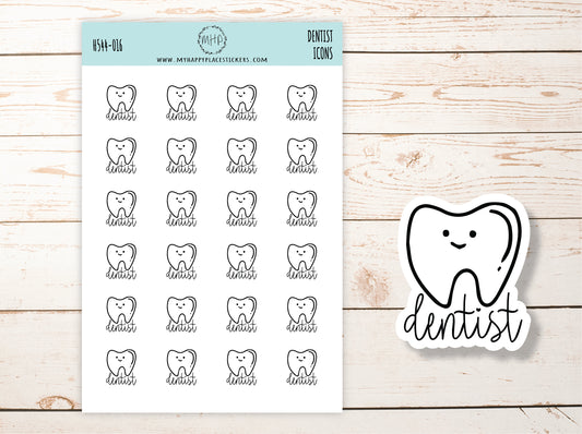 TOOTH / DENTIST  ICON  Planner Stickers || H544-016