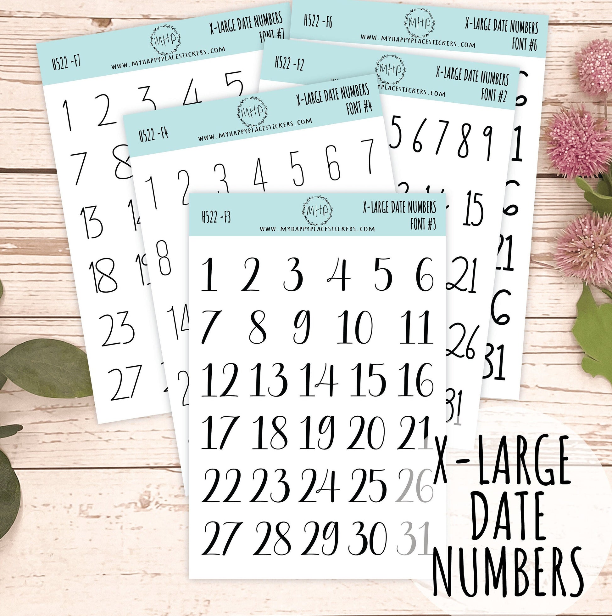 X-Large Date Number Stickers for Planners, Organizers and Bullet Journ – My  Happy Place Stickers