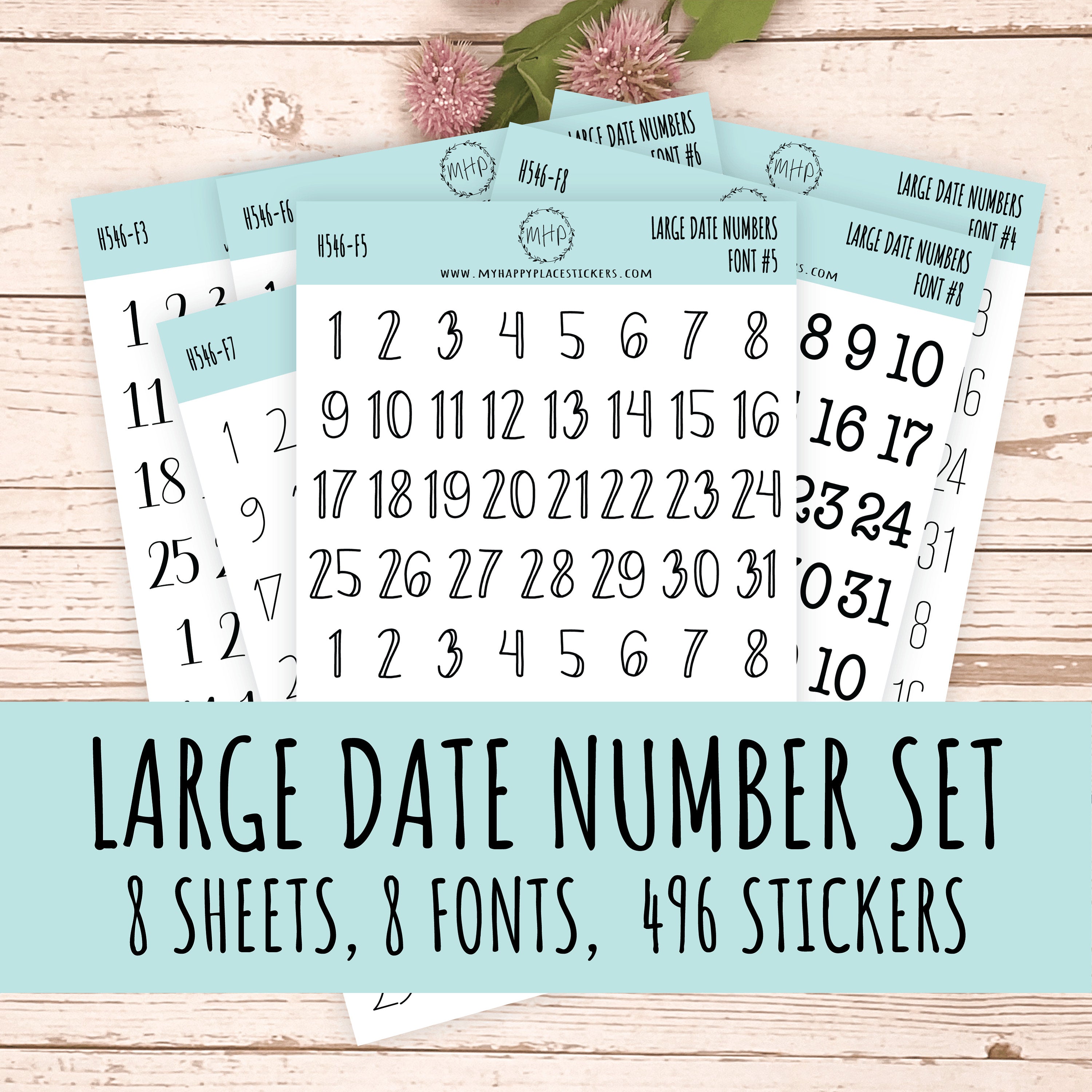 Date Numer Large Date Number Set || S06 – My Happy Place Stickers