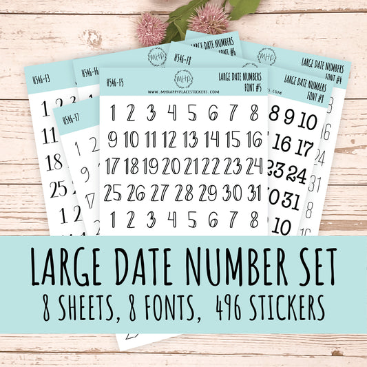 Sticker Set of Large Date Number Stickers for Planners, Organizers and Bullet Journals || S06
