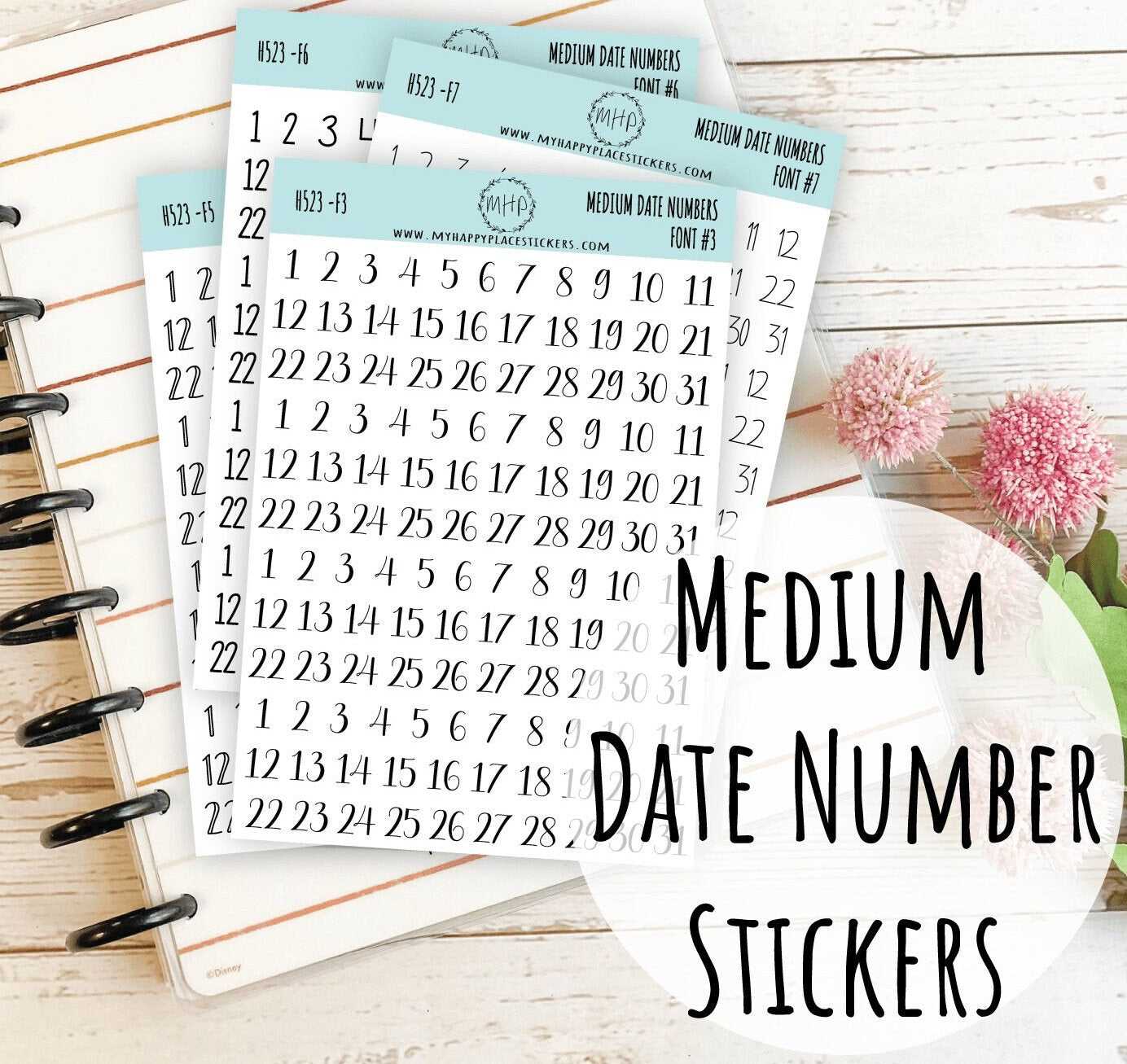 Medium Date Number Stickers for Planners || H523