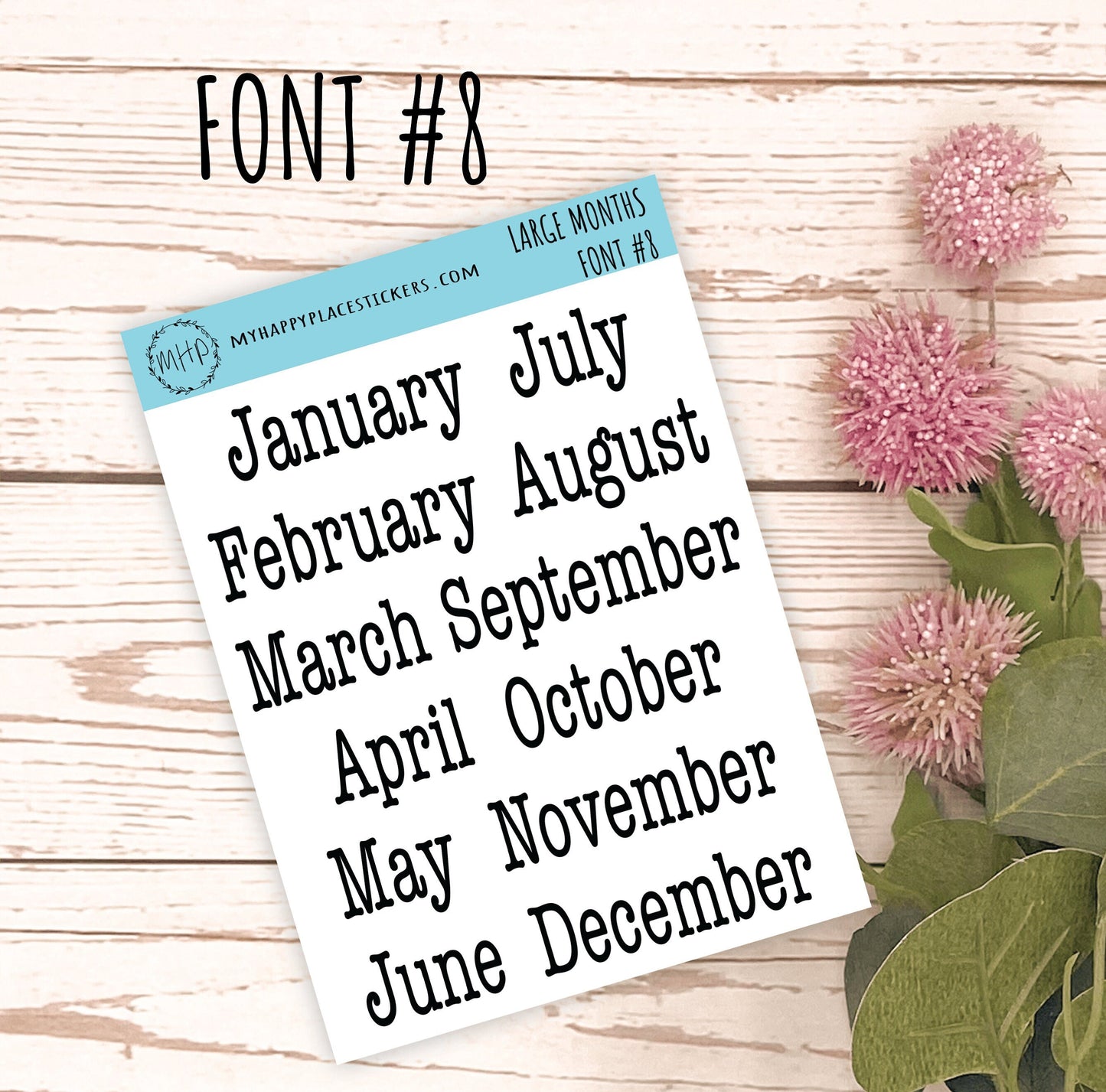 Large Month Stickers SET for Planners, Organizers, Bullet Journals, and Happy Planners. College Planner. 8 Fonts || S00