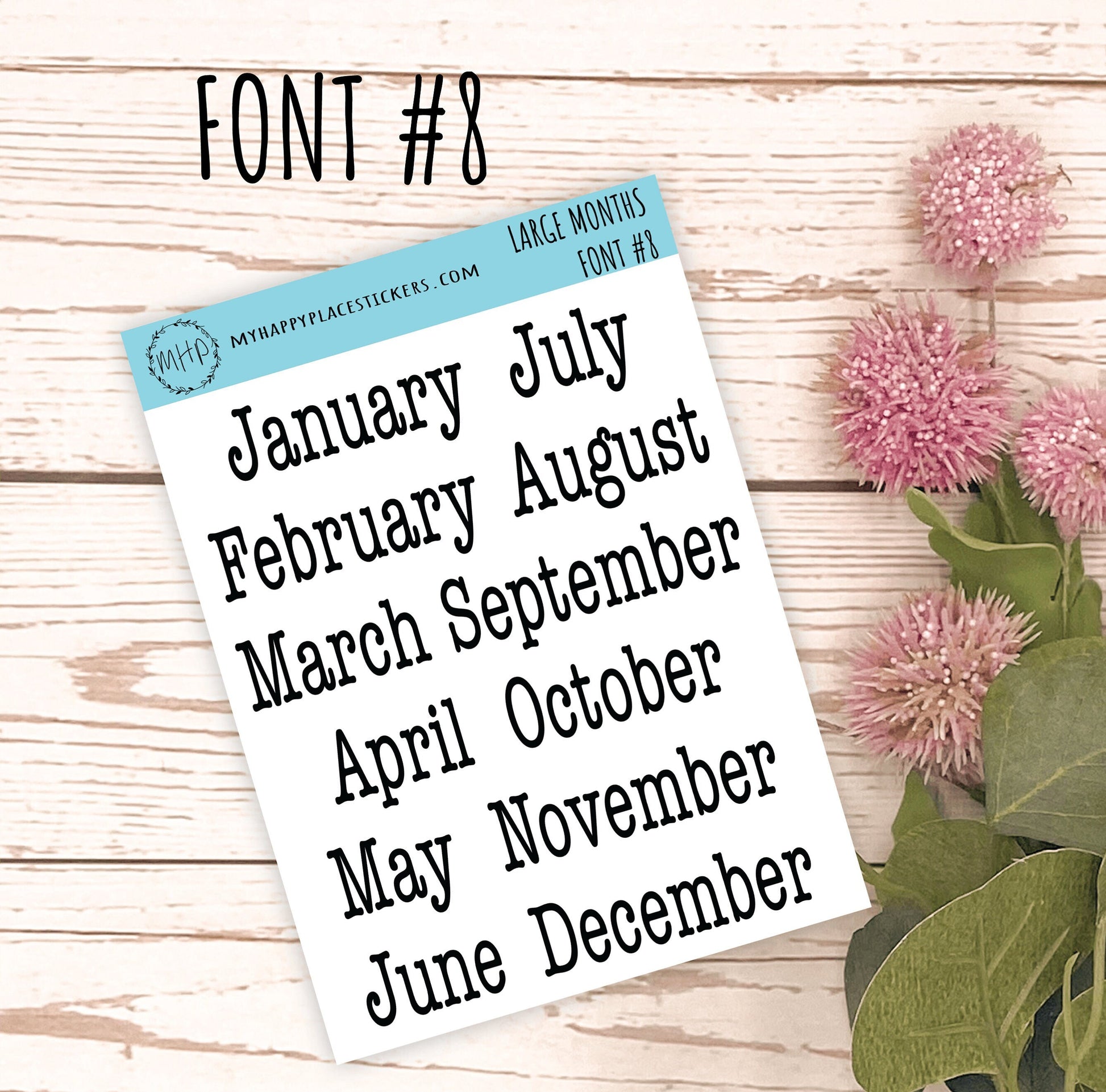 Large Month Stickers SET for Planners, Organizers, Bullet Journals, and Happy Planners. College Planner. 8 Fonts || S00