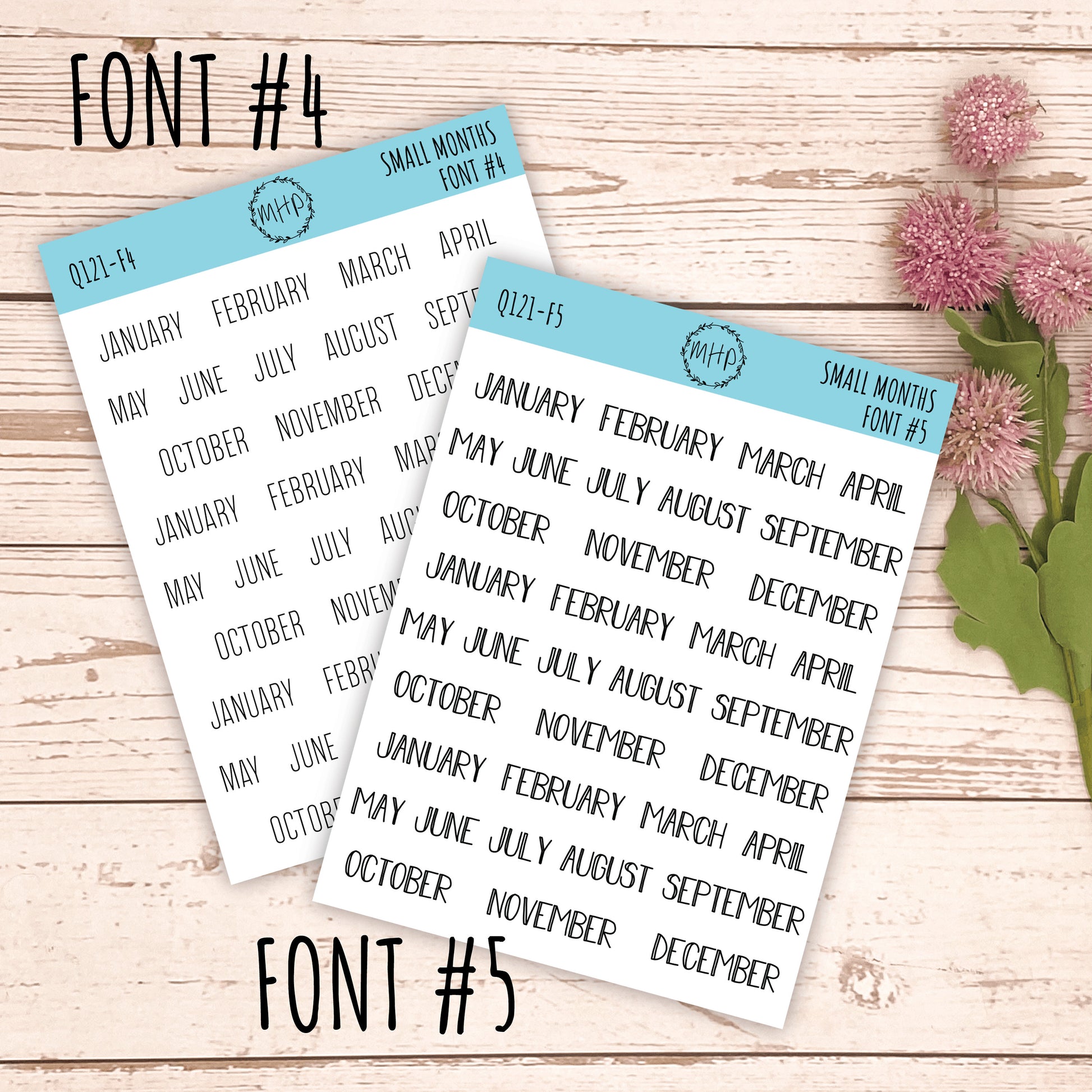 Sticker Set - Small Month Stickers for Bullet Journals and Planners || S02