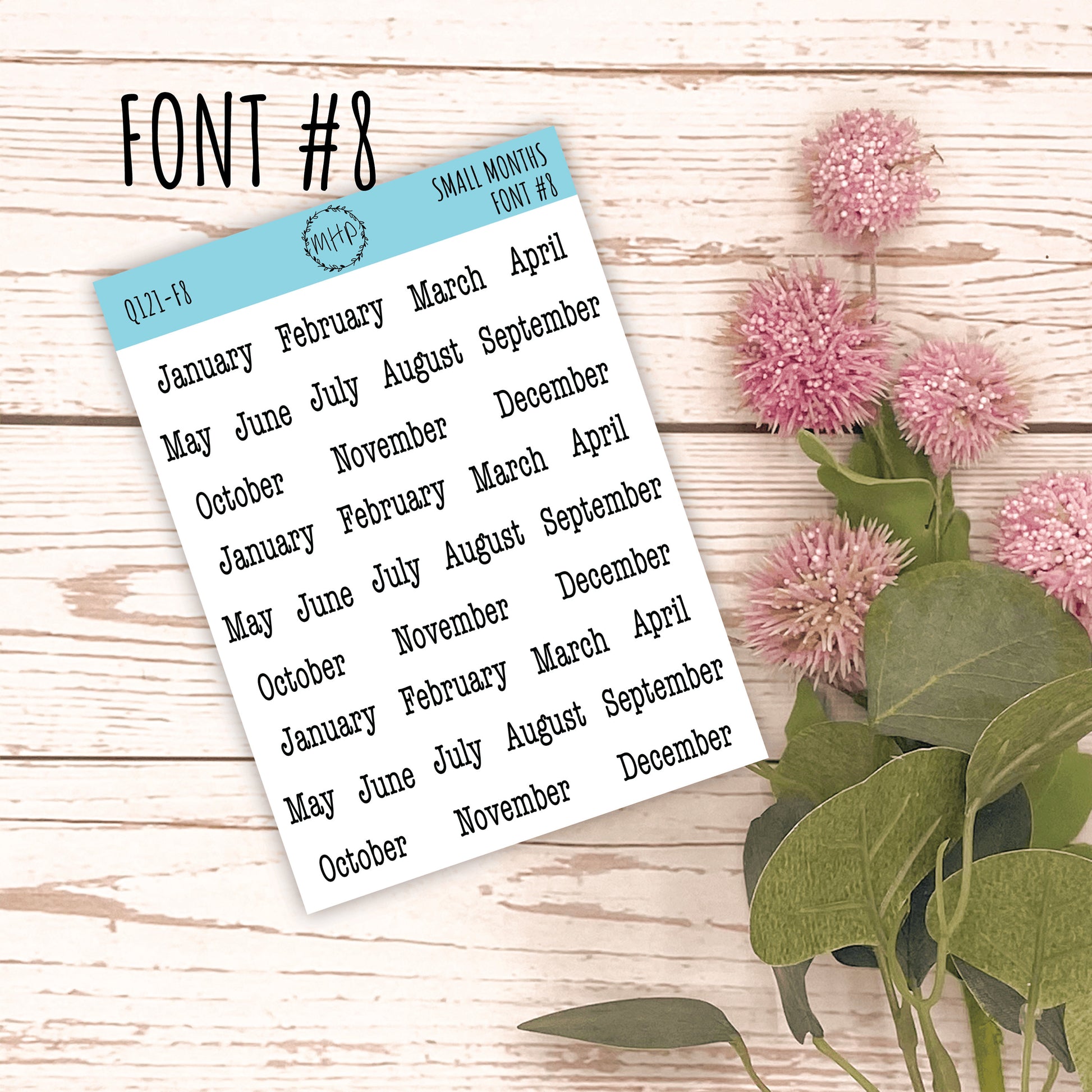 Sticker Set - Small Month Stickers for Bullet Journals and Planners || S02