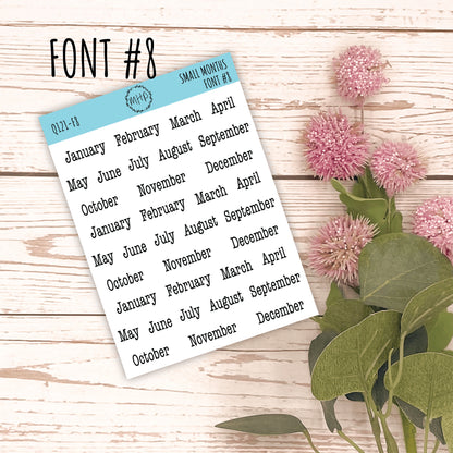 Sticker Set - Small Month Stickers for Bullet Journals and Planners || S02