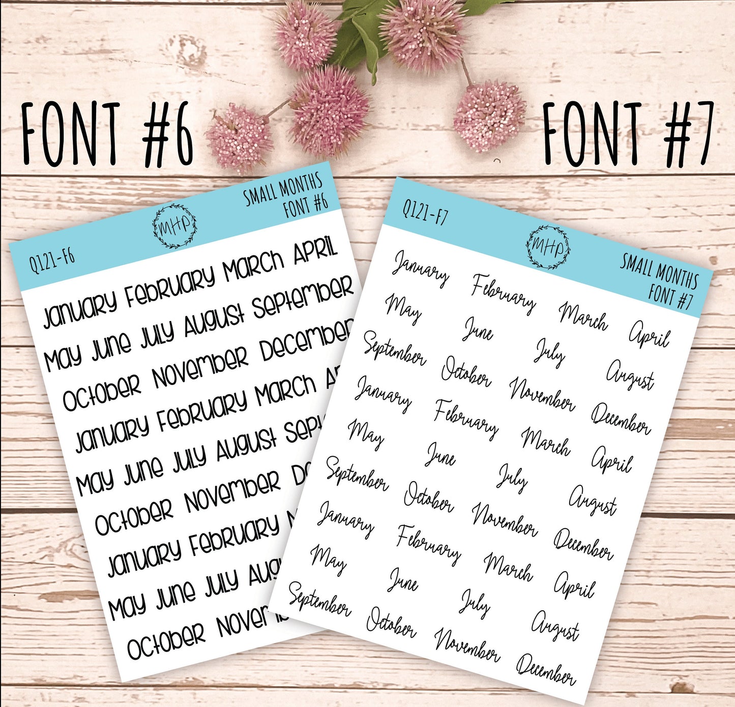 Sticker Set - Small Month Stickers for Bullet Journals and Planners || S02
