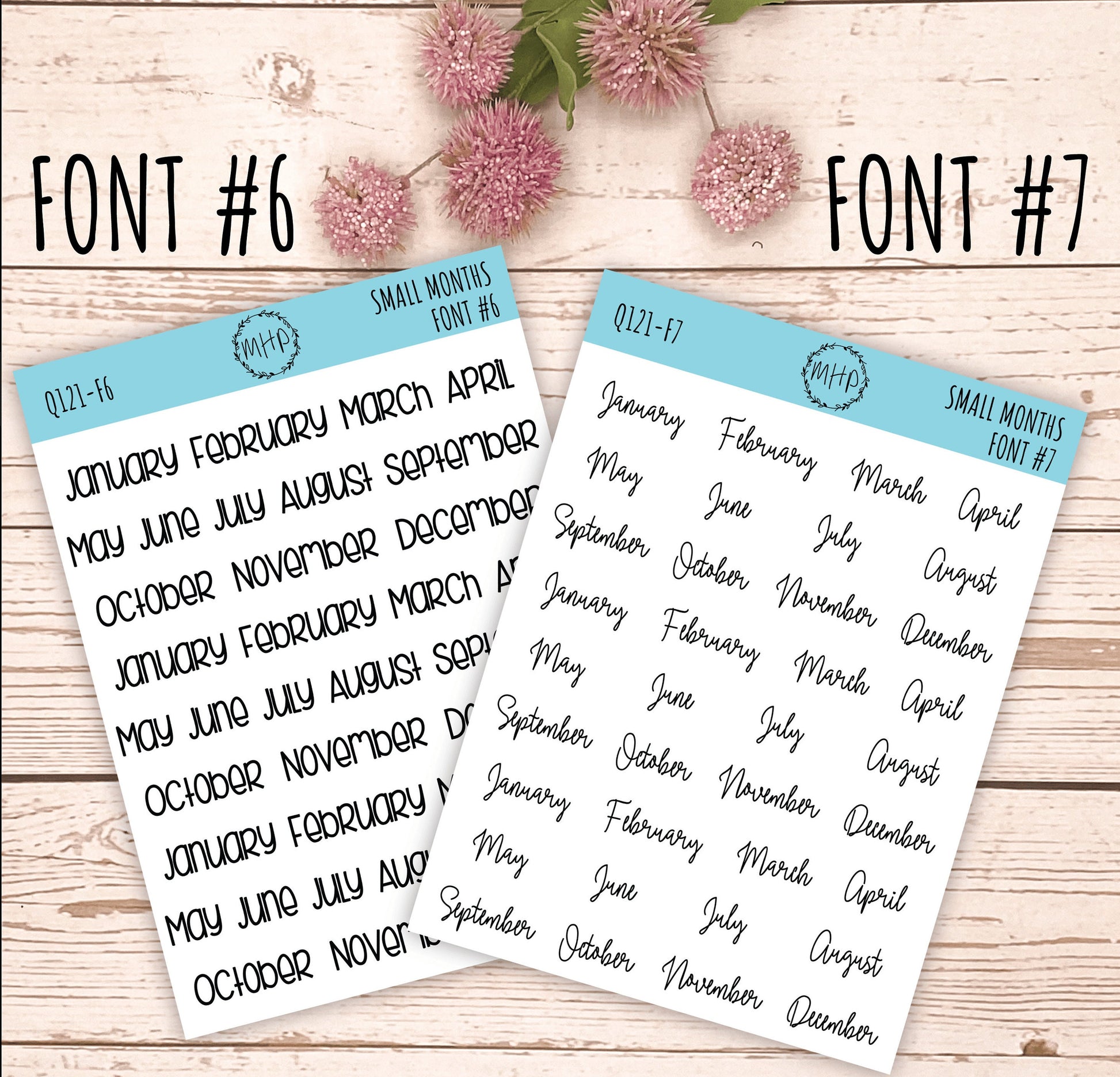 Sticker Set - Small Month Stickers for Bullet Journals and Planners || S02