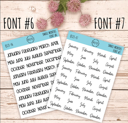 Sticker Set - Small Month Stickers for Bullet Journals and Planners || S02