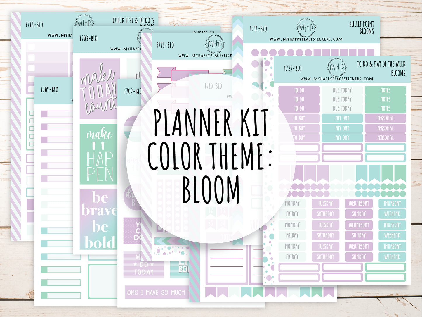 Weekly Kit Sheets "BLOOM". Stickers for 7X9 Planners and Bullet Journals