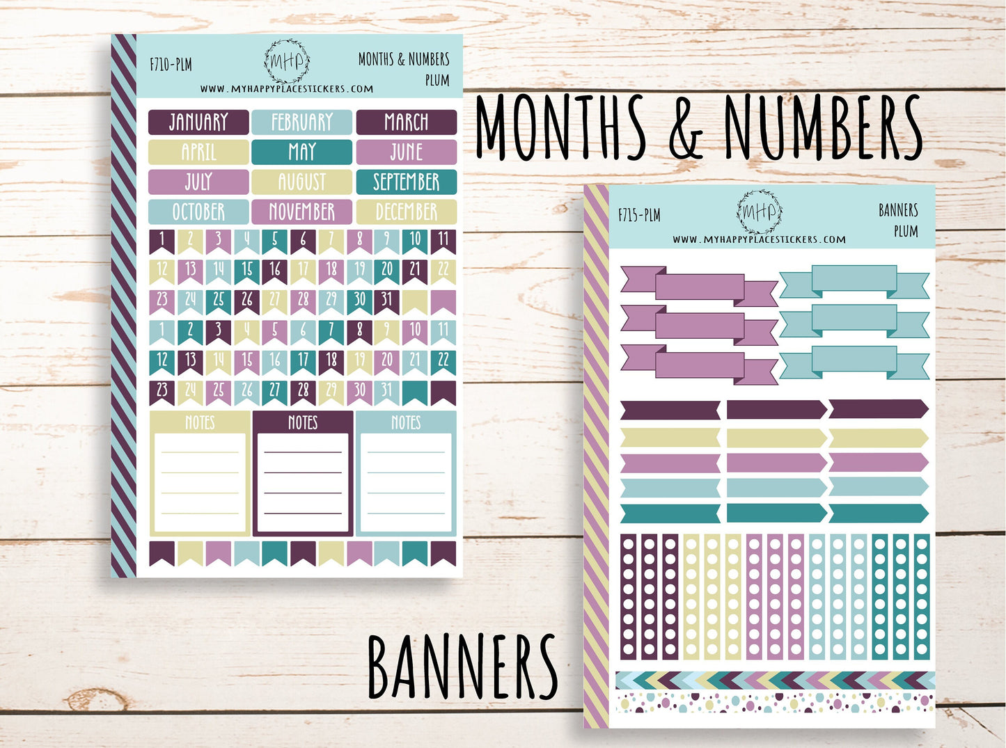 Weekly Kit Sheets "PLUM" Stickers for 7X9 Planners and Bullet Journals