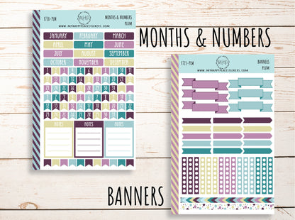Weekly Kit Sheets "PLUM" Stickers for 7X9 Planners and Bullet Journals