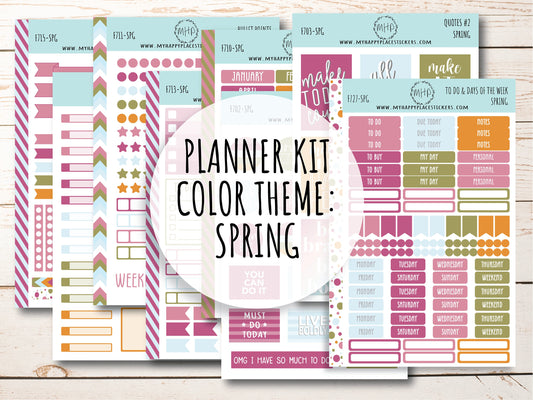 Weekly Kit Sheets "SPRING" Stickers for 7X9 Planners and Bullet Journals