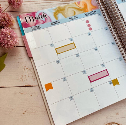 EC Monthly Spread Header, Change Stickers for 7x9 EC Planners || F750