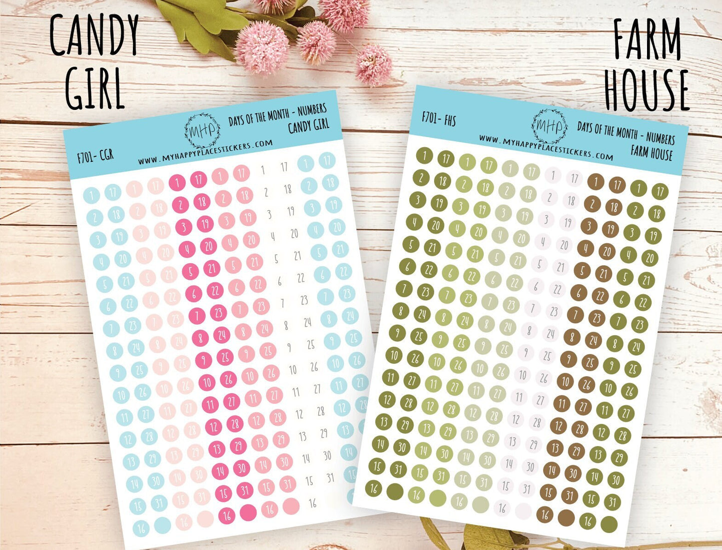 Days of the Month DOT Stickers for College Planner, Teacher Planners, and Bullet Journals. Homeschool Planner. 6 Months Per Sheet || D701