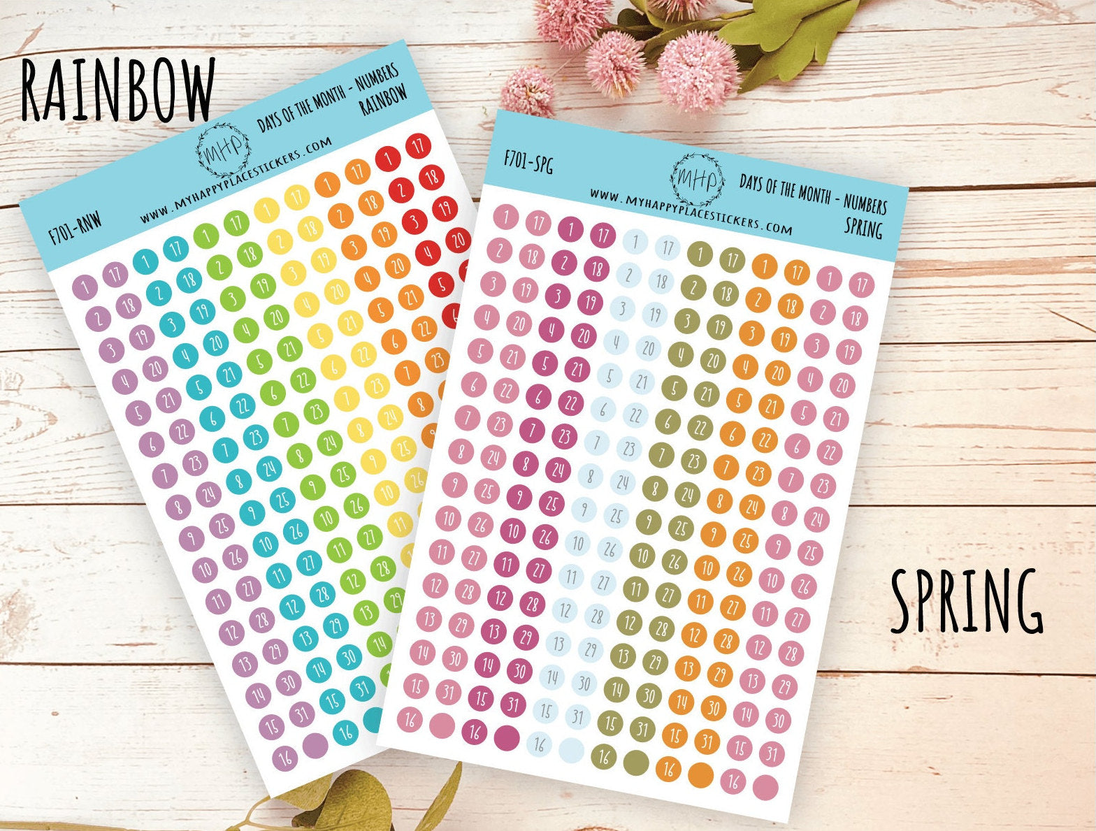 Days of the Month DOT Stickers for College Planner, Teacher Planners, and Bullet Journals. Homeschool Planner. 6 Months Per Sheet || D701