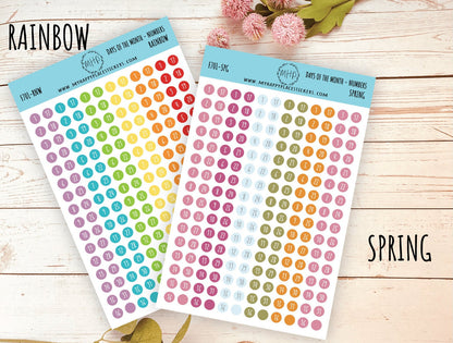 Days of the Month DOT Stickers for College Planner, Teacher Planners, and Bullet Journals. Homeschool Planner. 6 Months Per Sheet || D701