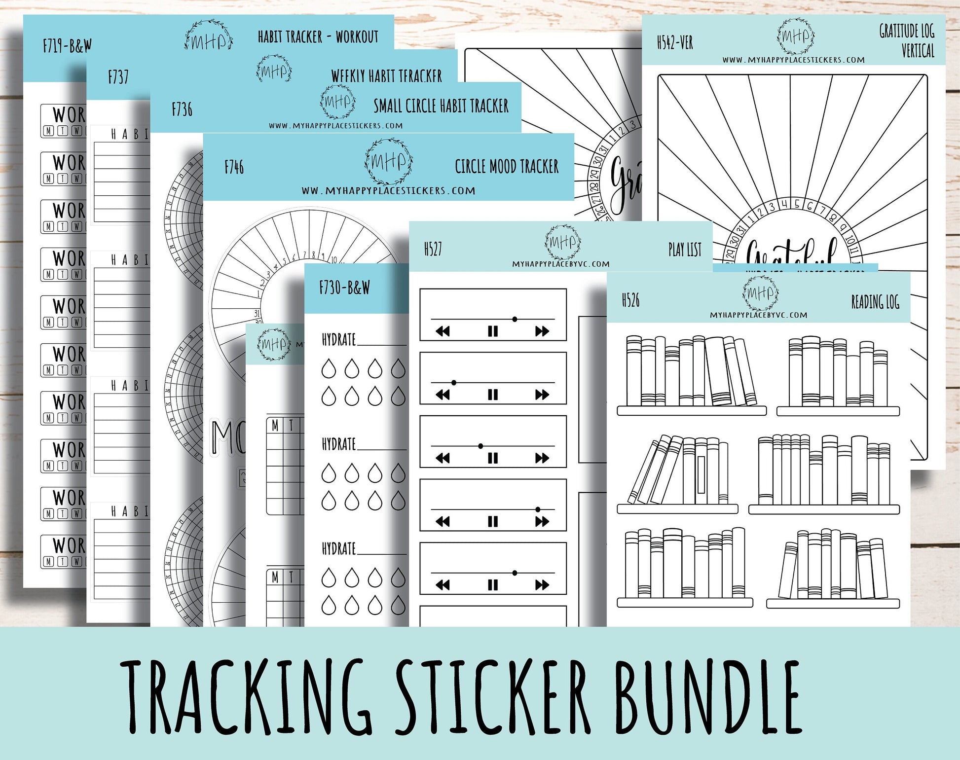 Tracking Stickers for Planners and Bullet Journals. Sticker Bundle || B03