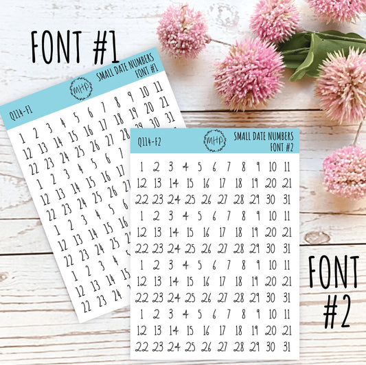 STICKER SET - Small Date Number Stickers for Planners, Organizers and Bullet Journals. Undated Planners || S03
