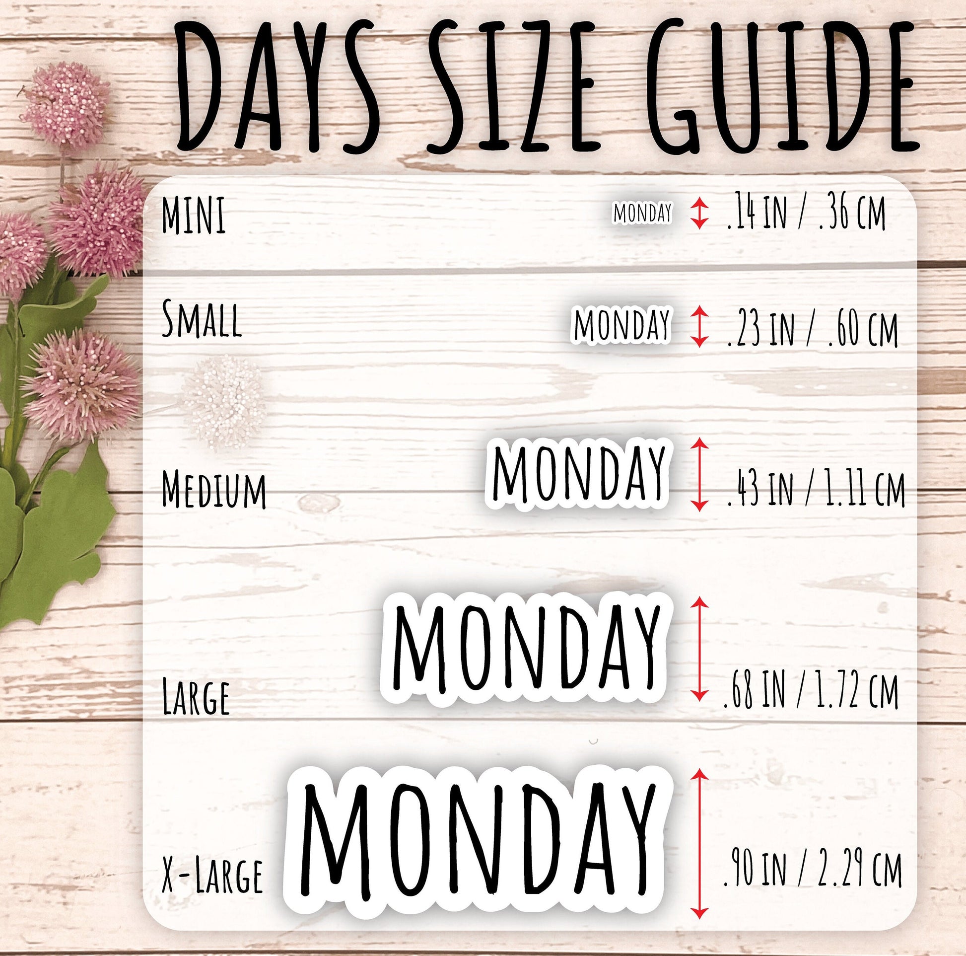 Medium Days of the Week Stickers for Planners, Organizers and Bullet Journals. College Planner. 8 Fonts to Choose From || F748