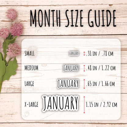 Medium Month Stickers in SPANISH for Bullet Journals and Planners. Available in Black, Gold, Silver & Rose Gold. Foiled Stickers || H581
