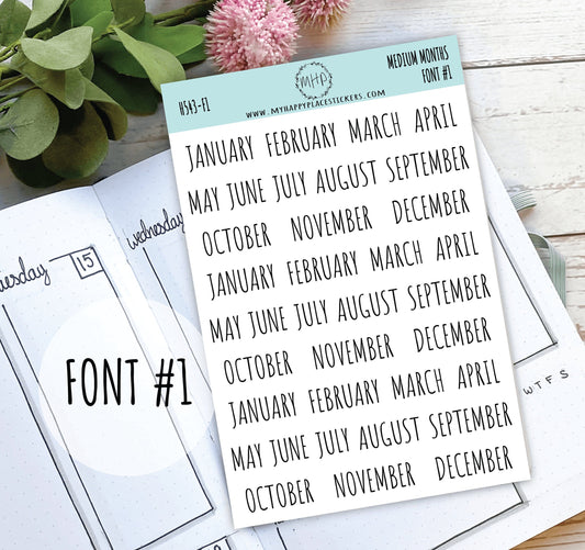 Medium Month Stickers || H543