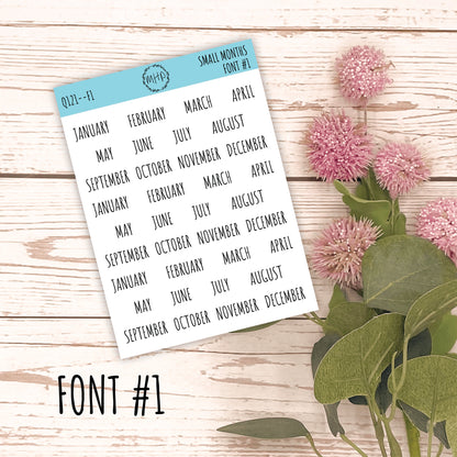Sticker Set - Small Month Stickers for Bullet Journals and Planners || S02