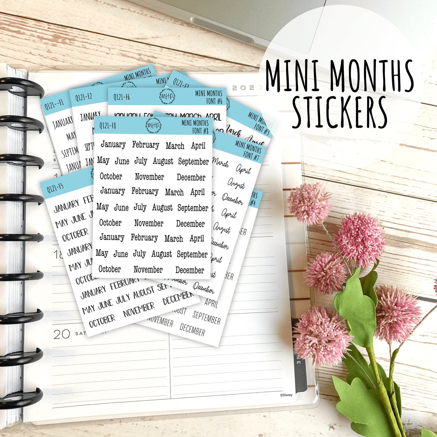 Sticker Set - Small Month Stickers for Bullet Journals and Planners || S02