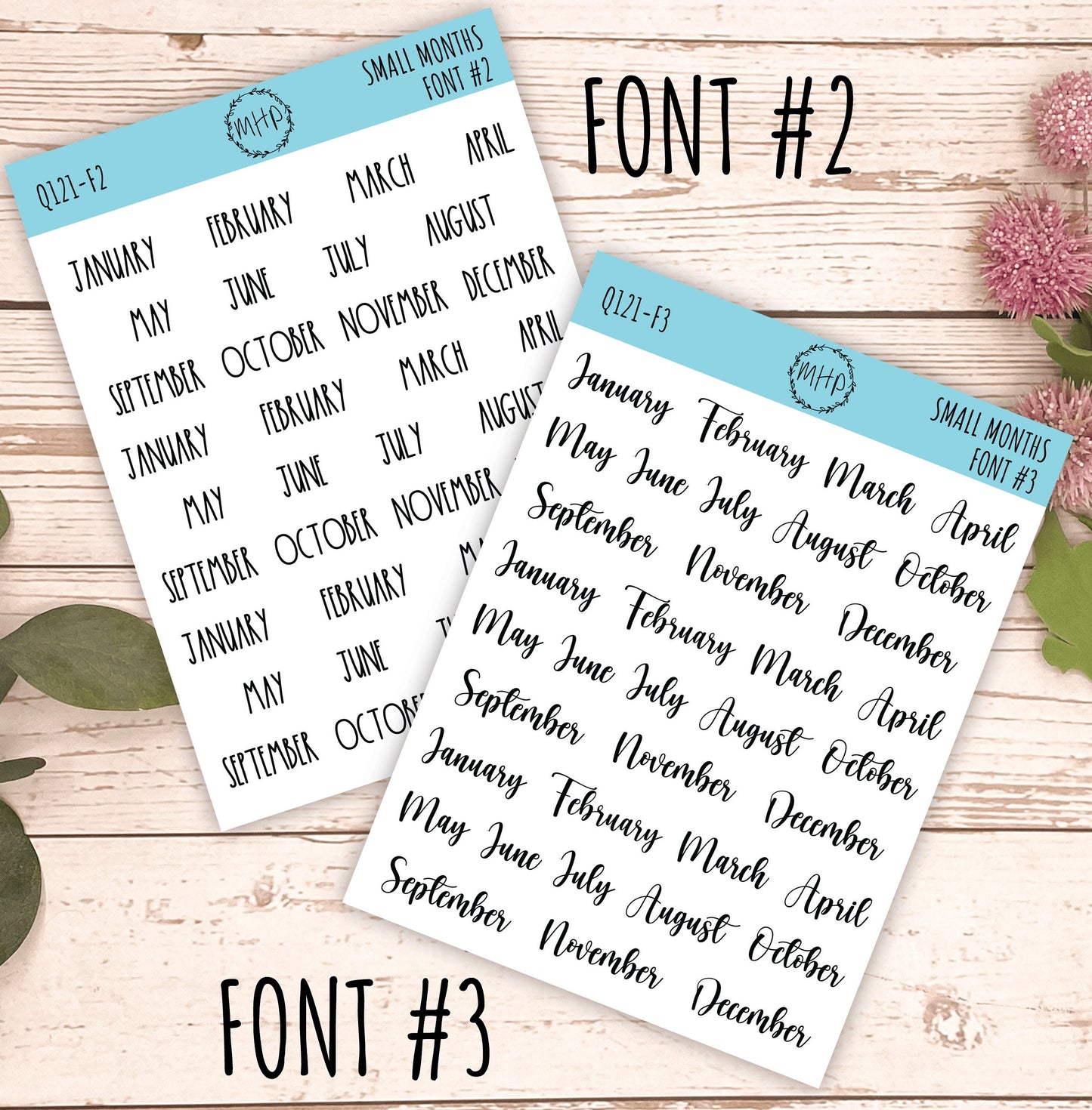 Sticker Set - Small Month Stickers for Bullet Journals and Planners || S02