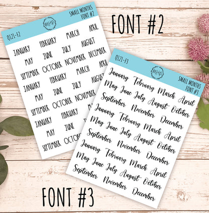 Sticker Set - Small Month Stickers for Bullet Journals and Planners || S02