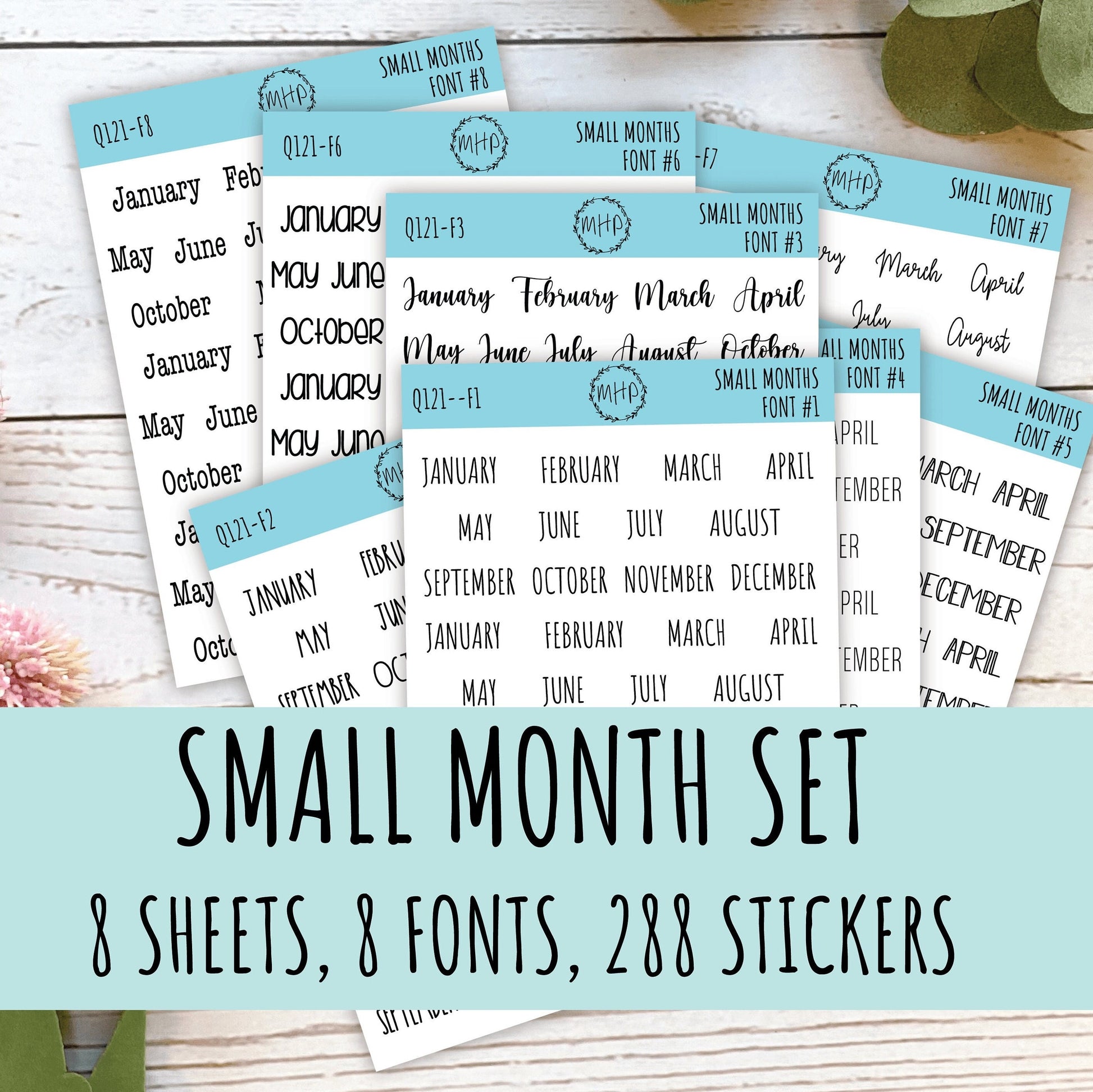 Sticker Set - Small Month Stickers for Bullet Journals and Planners || S02
