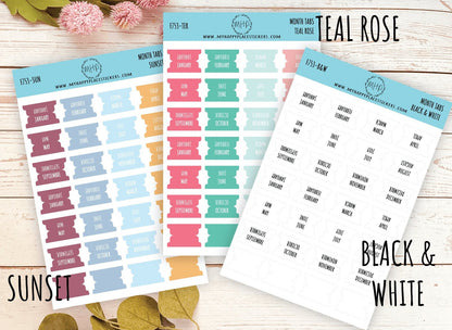 Month Tab Stickers for Planners. Tabs for Planners. Month Stickers || F753