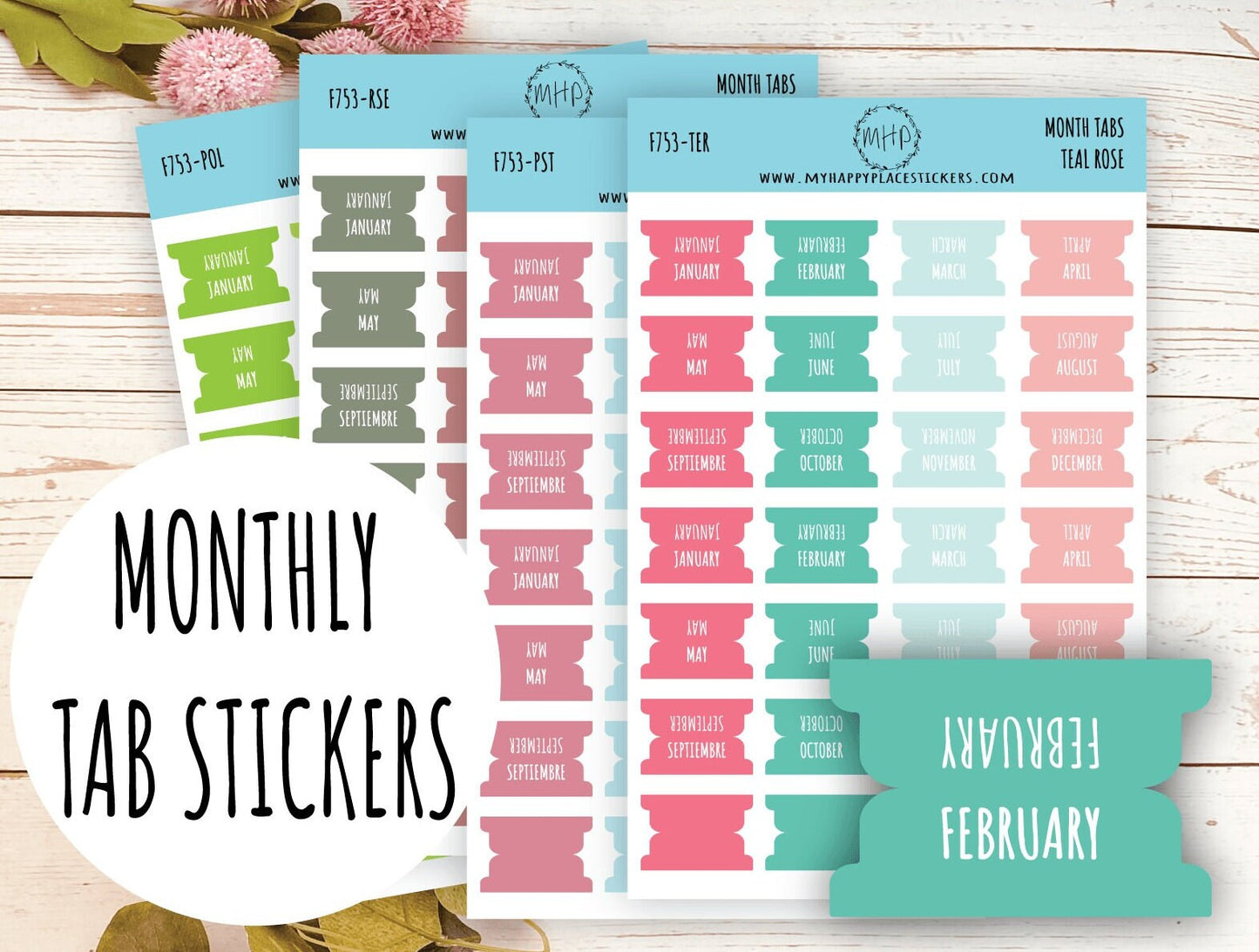 Month Tab Stickers for Planners. Tabs for Planners. Month Stickers || F753